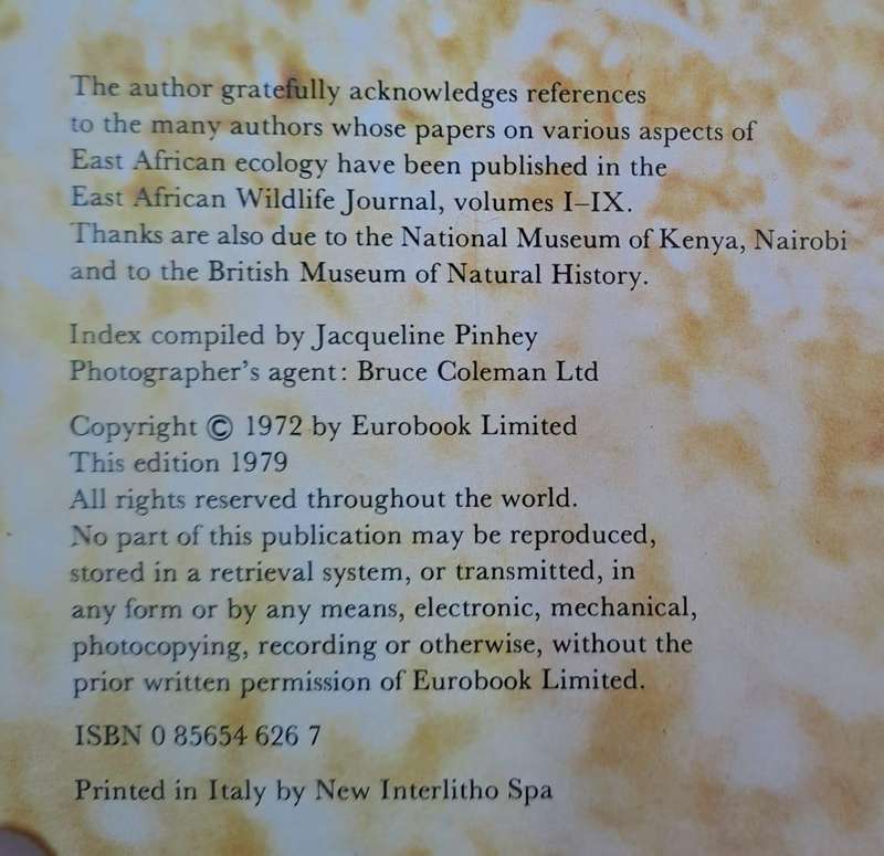 Animals of the African year the ecology of East Africa - Jane Burton (Hard cover with dj)