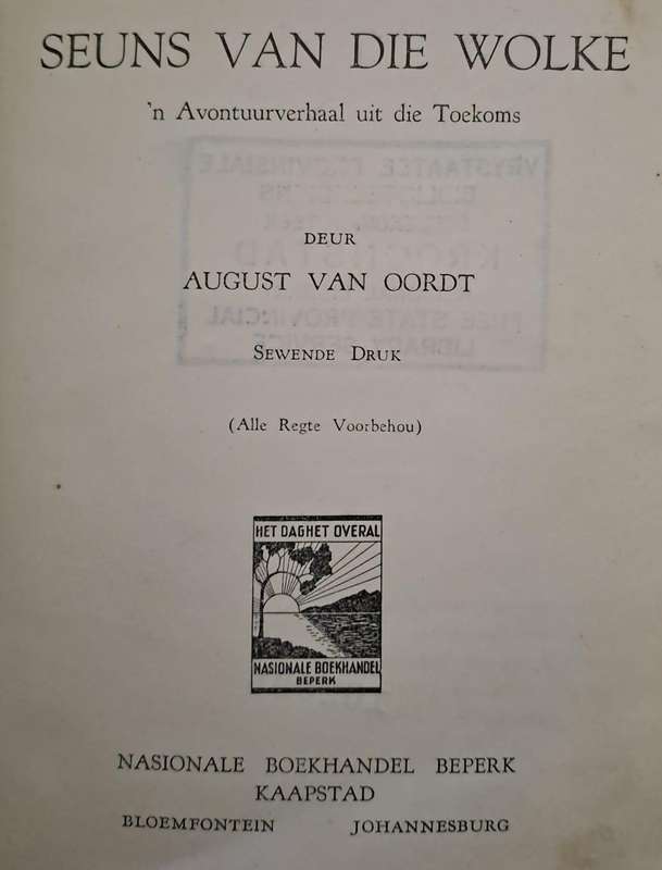 Seuns van die wolke - August van Oordt (Hard cover with no dj)