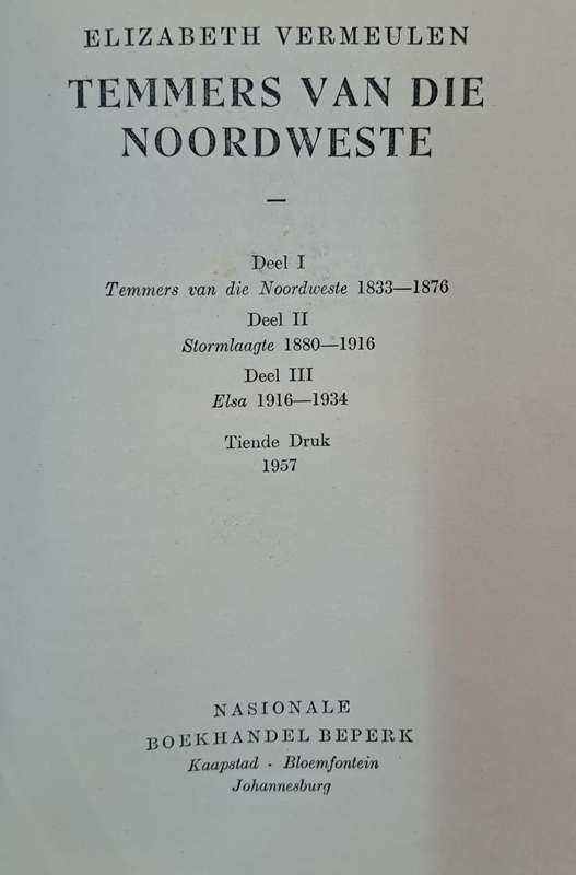 emmers van die noordweste -  Elizabeth Vermeulen (Hard cover with no dj)