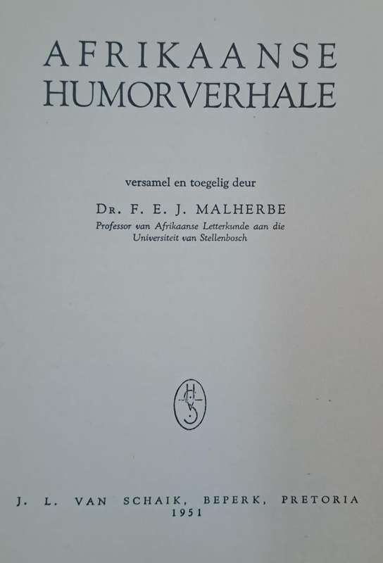Afrikaanse Humorverhale - F. E. J. Malherbe (Hard cover with dj)