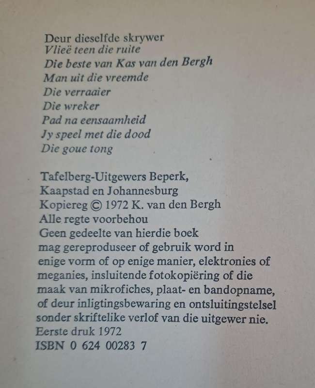 Die vontsteen verhoor - Kas van den bergh (Hard cover with no dj)
