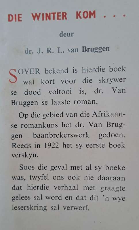 Die winter kom... - J.R.L. van Bruqqen klein Jan (Hard cover with no dj)
