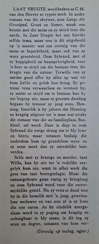 Laat vrugte - C. M. Van den Heever (Hard cover with dj)