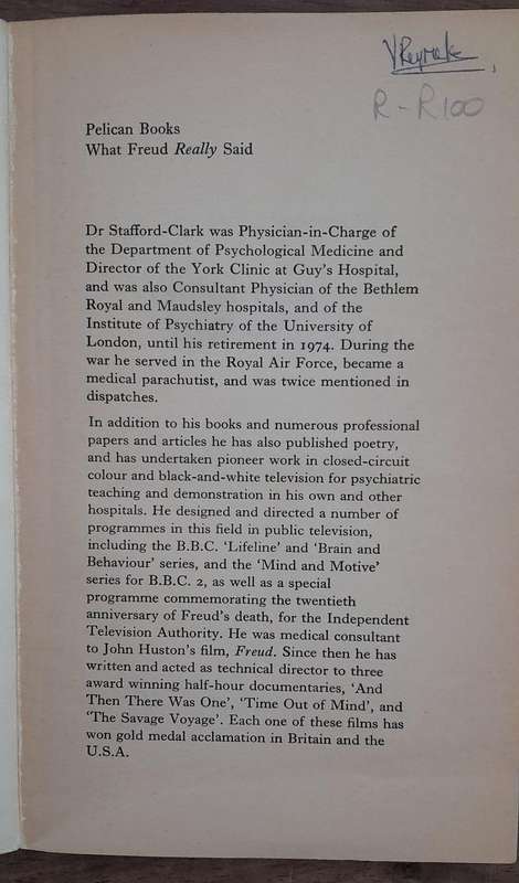 What Freud Really Said - David Stafford-Clark (Paperback book with no dj)