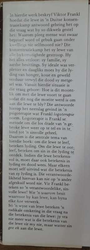 Waarom Lewe Ek - Viktor Frankl (Hardcover book with dj)