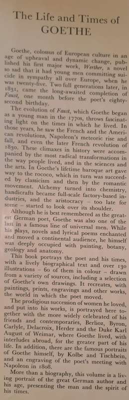 The Life and Times of Goethe - Paul Hamlyn (Hard cover with DJ)