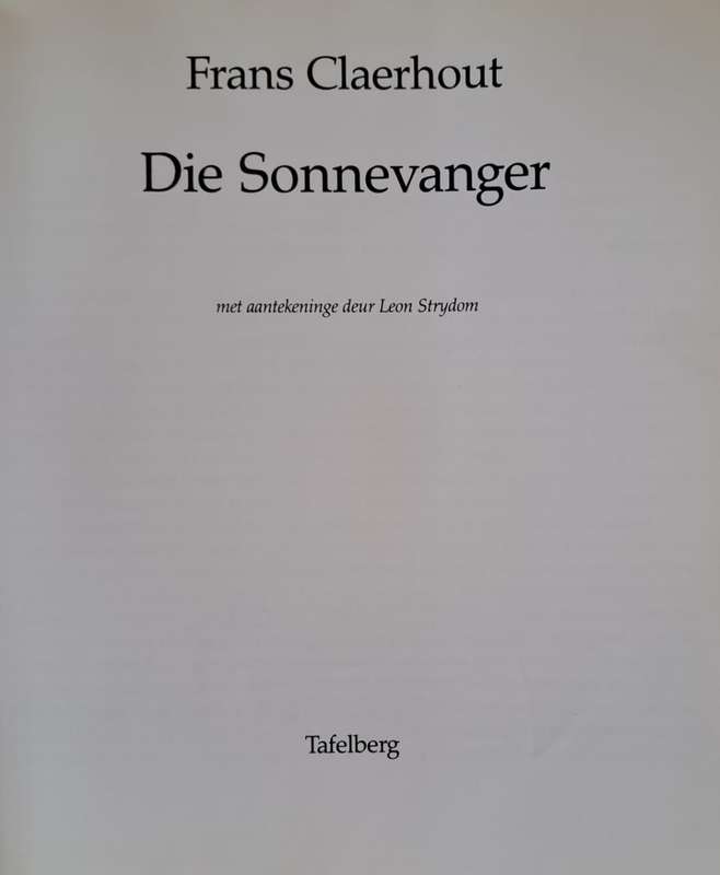 Die Sonne Vanger - Frans Claerhout (Hard Cover with DJ)