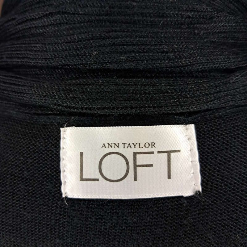 ANN TAYLOR (LOFT) WATERFALL-STYLE SLEEVELESS CARDIGAN/GILET - BLACK