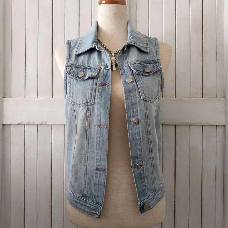 COTTON ON SLEEVELESS DENIM JACKET - BLUE