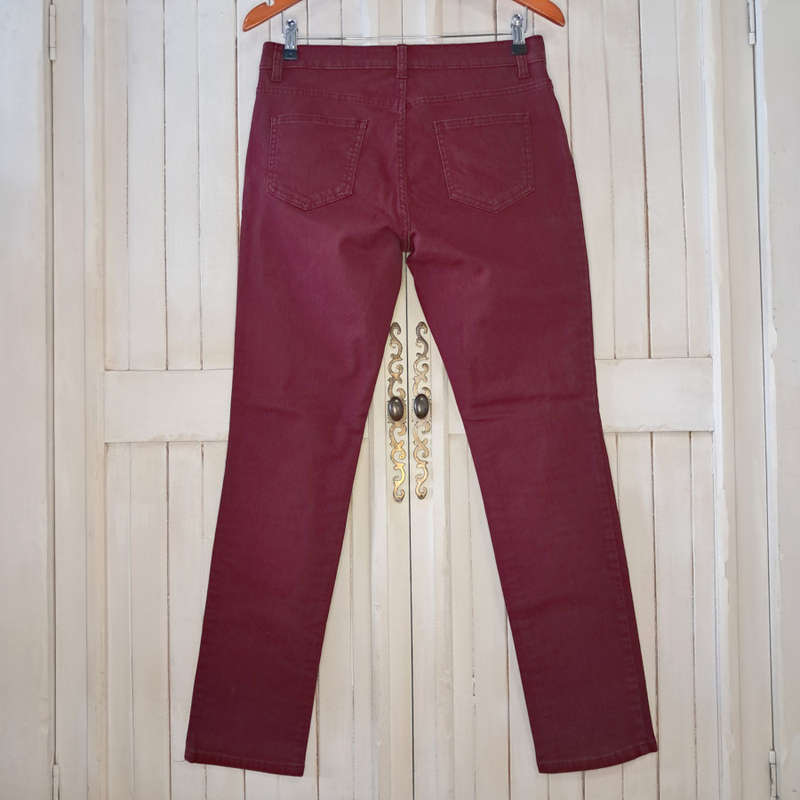 DAVID JONES CLASSIC COLLECTION MID-RISE SKINNY JEANS - BURGUNDY