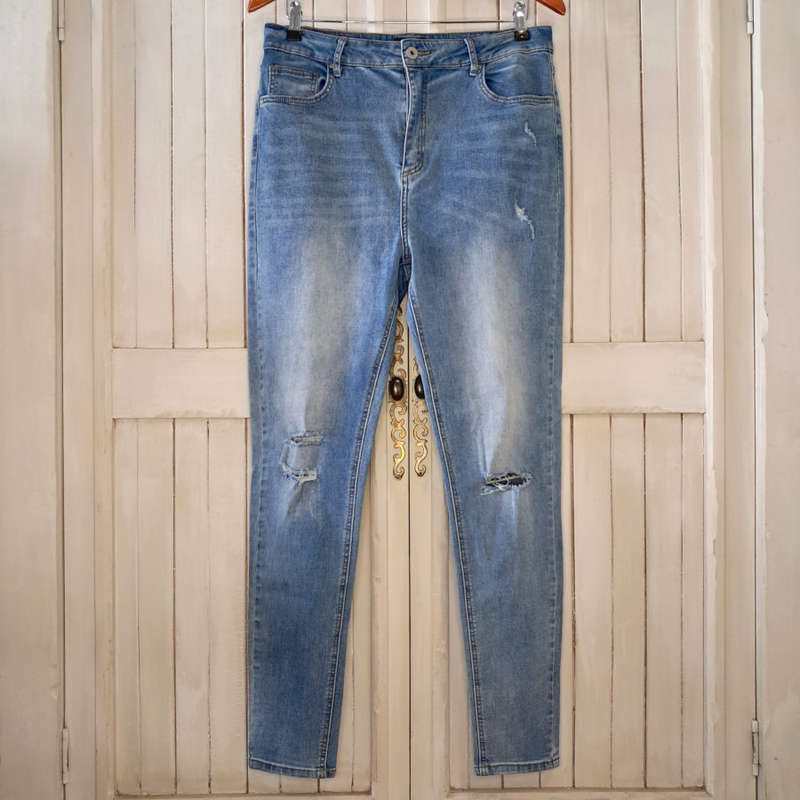 FACTORIE HIGH-RISE SKINNY FIT RIPPED JEANS - CLASSIC BLUE