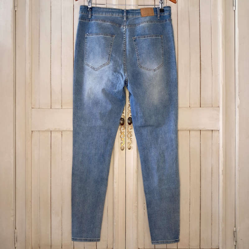FACTORIE HIGH-RISE SKINNY FIT RIPPED JEANS - CLASSIC BLUE