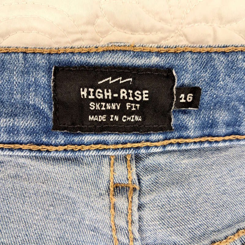 FACTORIE HIGH-RISE SKINNY FIT RIPPED JEANS - CLASSIC BLUE