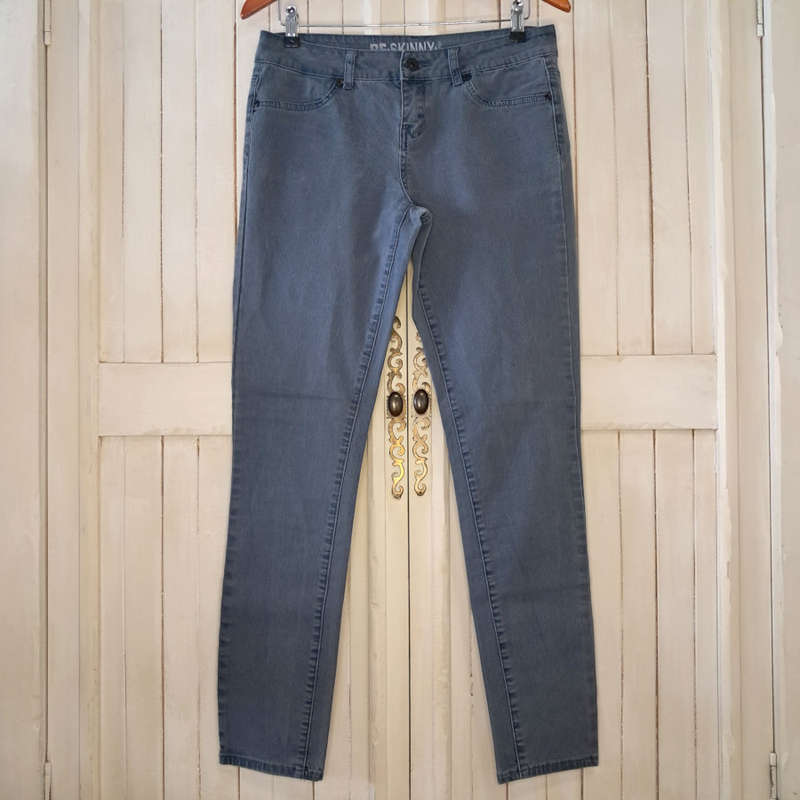 WOOLWORTHS RE LOW-RISE SKINNY JEANS - FADED PETROL BLUE