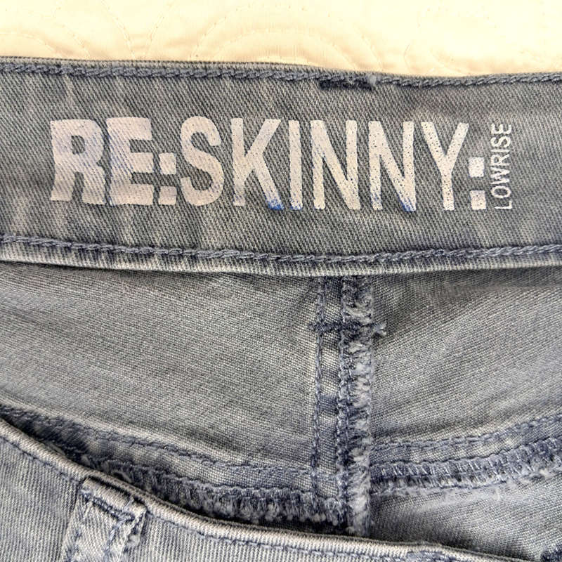 WOOLWORTHS RE LOW-RISE SKINNY JEANS - FADED PETROL BLUE