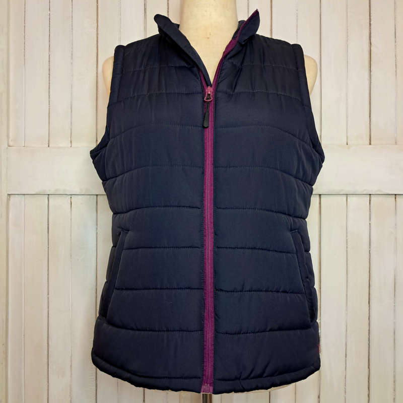 SENQU SLEEVELESS PUFFER JACKET/VEST/GILET - NAVY & PINK