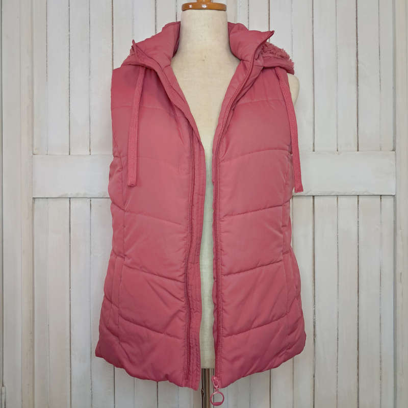 REAL BASICS SLEEVELESS PUFFER JACKET/VEST/GILET - PINK