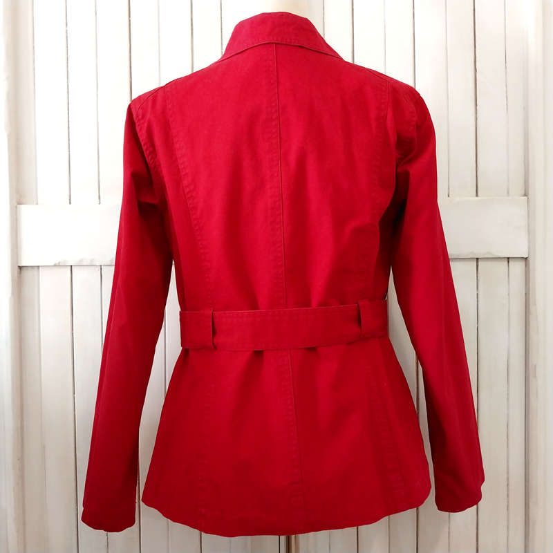 WOOLWORTHS SHORT TRENCH COAT - DEEP RICH RED