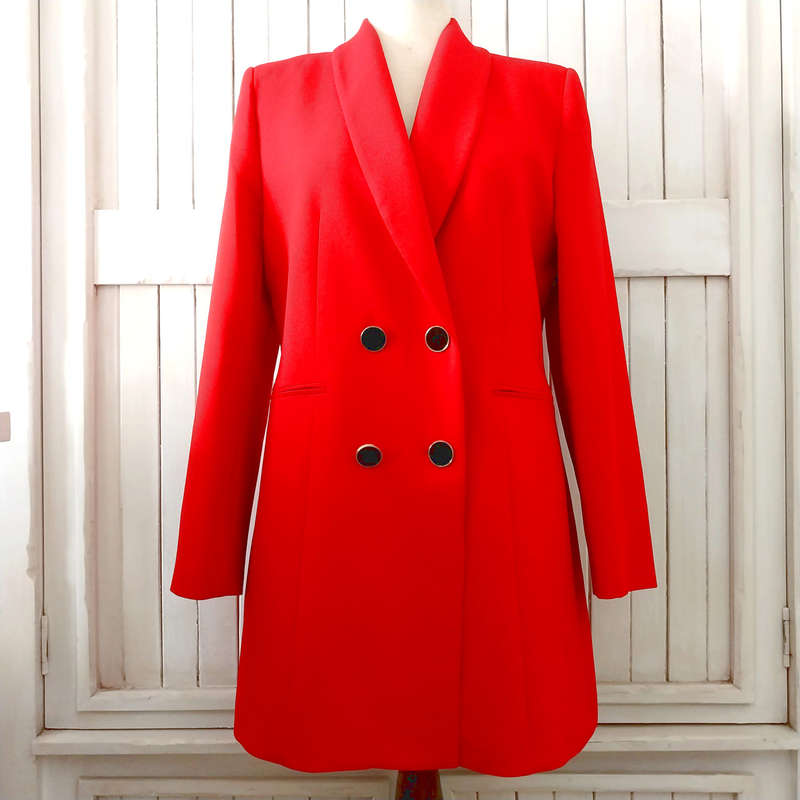 ZARA DOUBLE BREASTED BLAZER - RED
