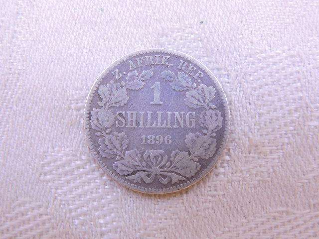 1896 ZAR 1 Shilling Silver Coin Paul Kruger .925 Sterling Silver