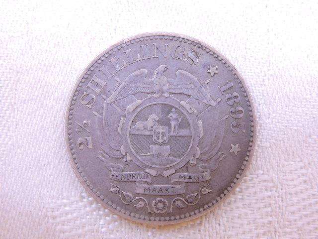 1895 ZAR 2 1/2 Shilling Silver Coin Paul Kruger .925 Sterling