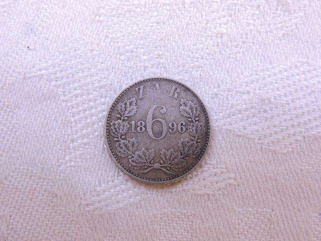 1896 ZAR 6d Sixpence Coin Paul Kruger .925 Sterling Silver coin