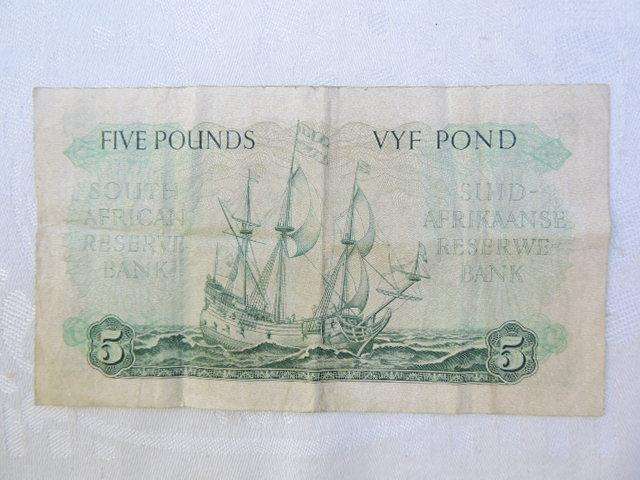 South Africa Five Pounds Vyf Pond 5 Pound Bank Note  C1957