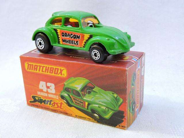 Matchbox VOLKSWAGEN VW BEETLE Dragon Wheels Superfast 43 Mint in Box ( Green ) Like Hot Wheels