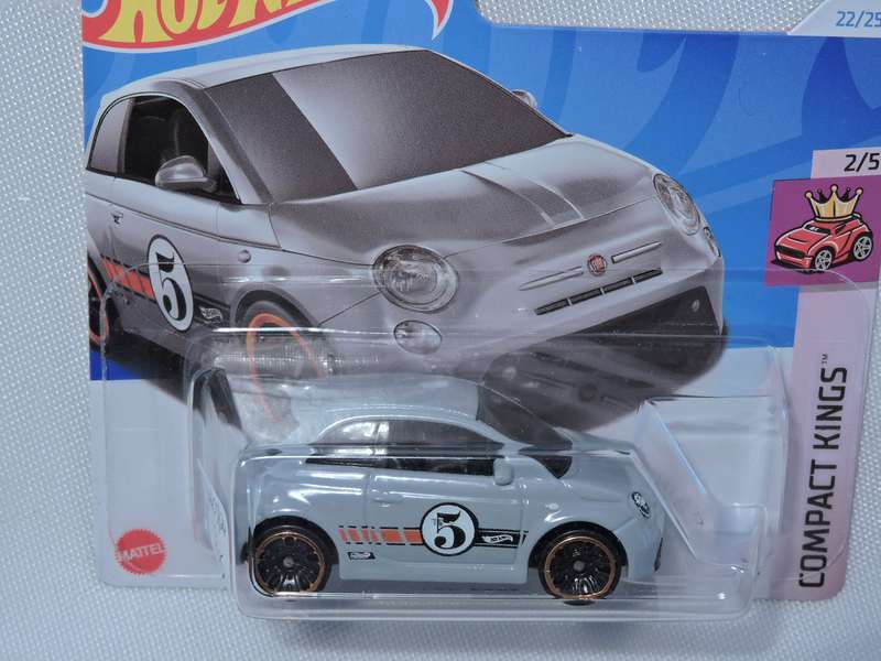 Hot Wheels FIAT 500 ( Grey #5 ) Compact Kings Short Card .