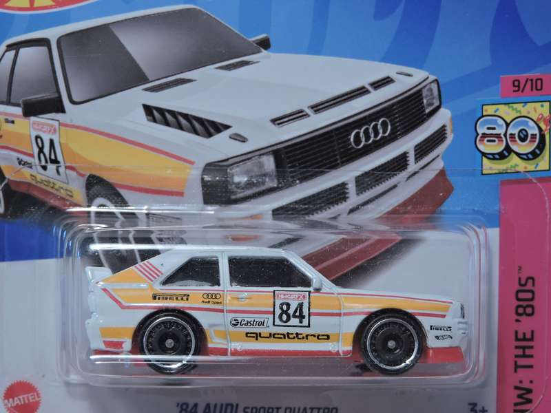 Hot Wheels AUDI Sport Quattro ( White with Yellow stripes ) Short Card