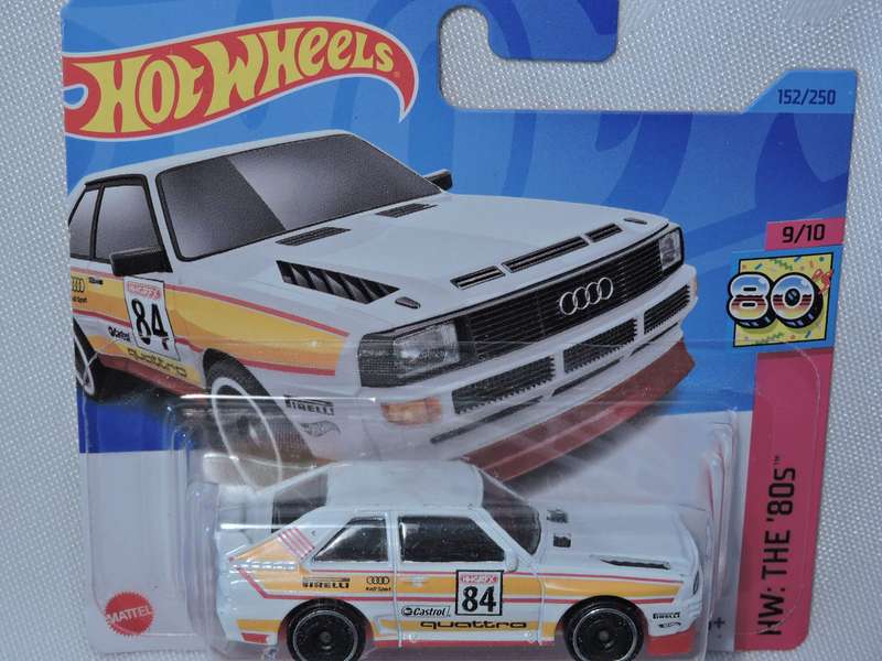 Hot Wheels AUDI Sport Quattro ( White with Yellow stripes ) Short Card