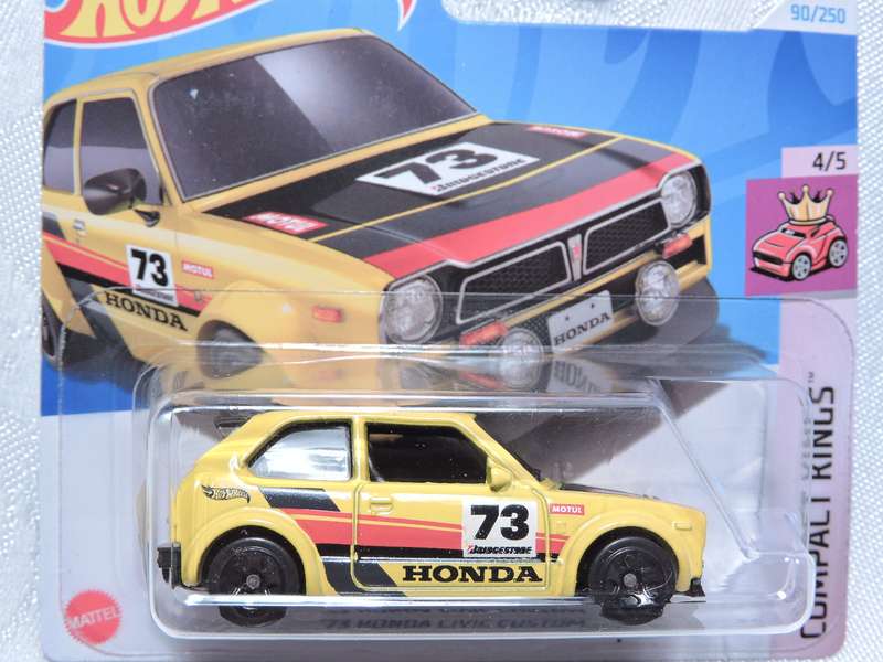 Hot Wheels HONDA Civic Custom ( Yellow #73 ) Compact Kings Short Card