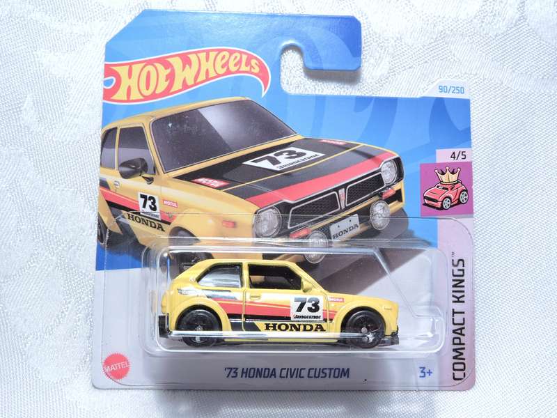 Hot Wheels HONDA Civic Custom ( Yellow #73 ) Compact Kings Short Card