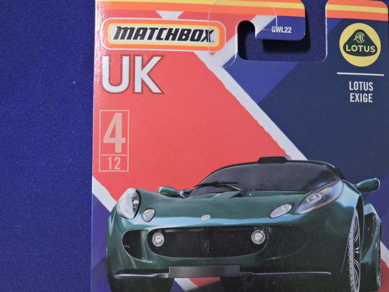 Matchbox LOTUS EXIGE Supercar  UK range card 4/12  ( Bottle Green ) Like Hot Wheels