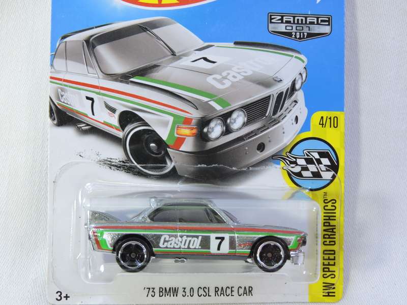 Hot Wheels BMW 3.0 CSL Race Car  ZAMAC  ( Silver )  Long Card  Castrol