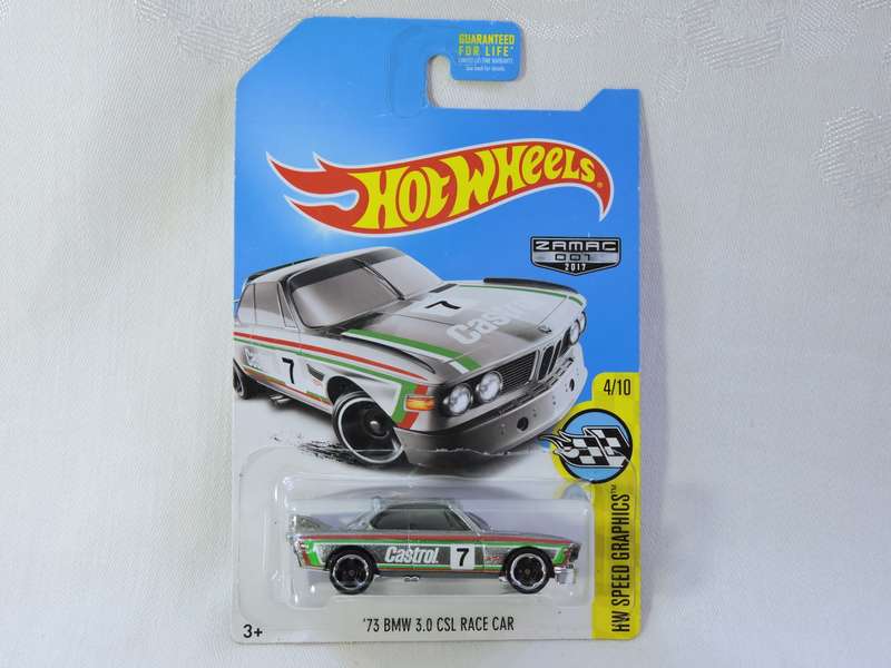 Hot Wheels BMW 3.0 CSL Race Car  ZAMAC  ( Silver )  Long Card  Castrol
