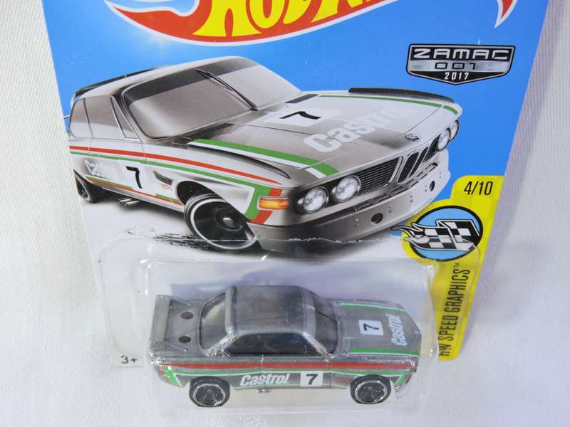 Hot Wheels BMW 3.0 CSL Race Car  ZAMAC  ( Silver )  Long Card  Castrol