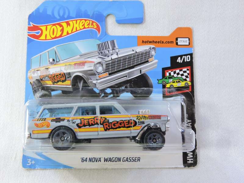 Hot Wheels CHEVY CHEVROLET Nova Wagon Gasser ( Grey - Jerry Rigged )