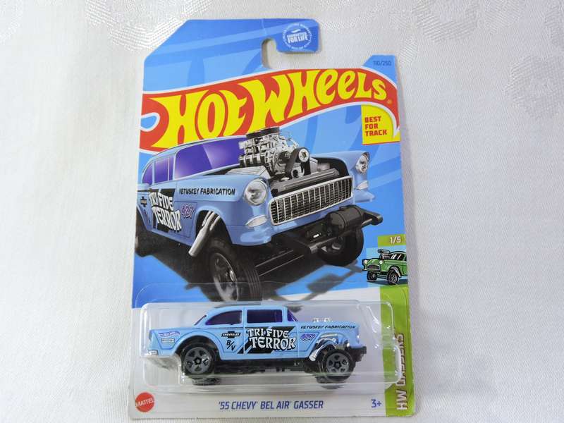 Hot Wheels CHEVY CHEVROLET Bel-Air Gasser ( Blue - Tri Five Terror ) Long Card