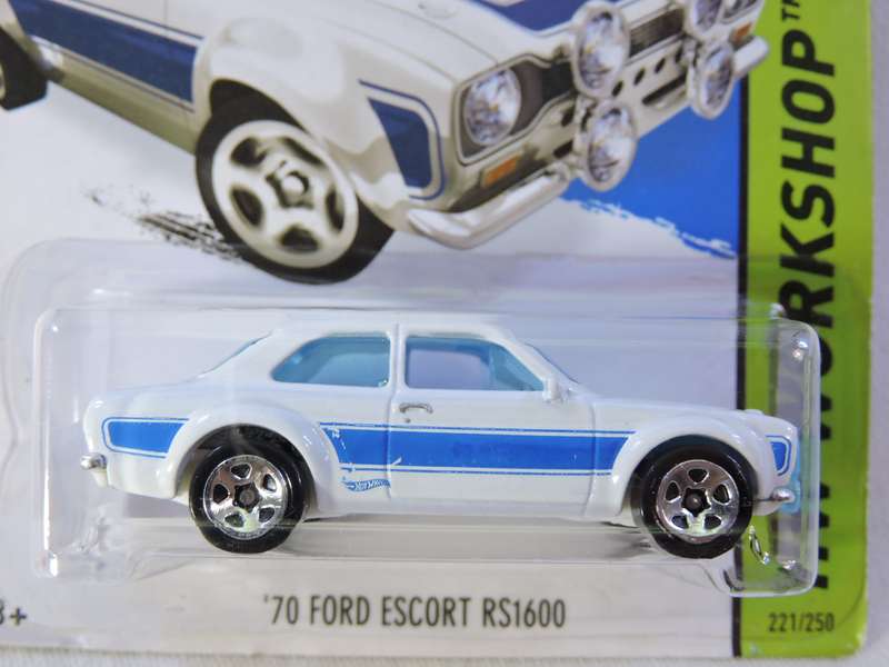 Hot Wheels FORD ESCORT RS1600  ( White with Blue stripe ) Long card