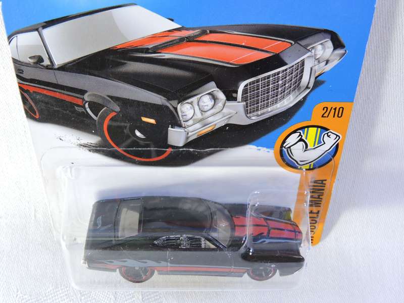 Hot Wheels FORD GRAN TORINO Sport ( Black with red & grey flames )  Long Card