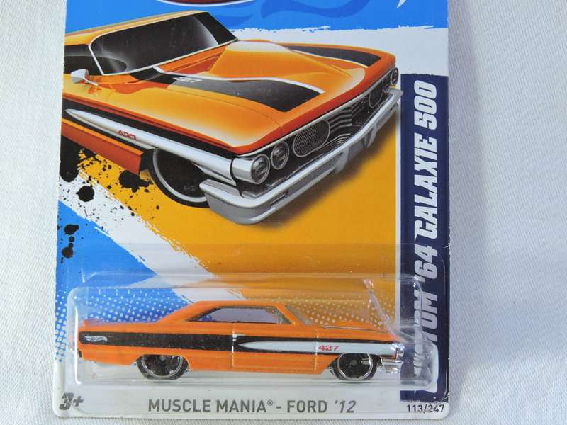 Hot Wheels FORD GALAXIE 500 Muscle Mania ( Orange Black stripe #427 )  Long Card