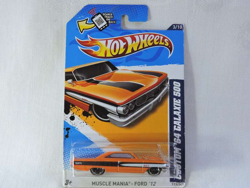 Hot Wheels FORD GALAXIE 500 Muscle Mania ( Orange Black stripe #427 )  Long Card