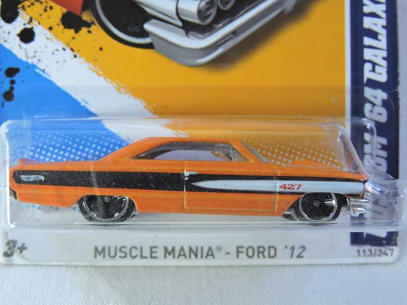 Hot Wheels FORD GALAXIE 500 Muscle Mania ( Orange Black stripe #427 )  Long Card