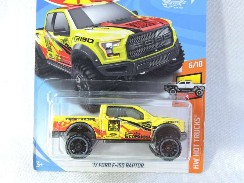 Hot Wheels FORD F-150 Raptor Pickup Bakkie ( Yellow Eco Boost ) Long Card