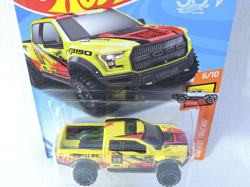 Hot Wheels FORD F-150 Raptor Pickup Bakkie ( Yellow Eco Boost ) Long Card