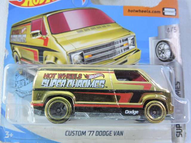 Hot Wheels CUSTOM 77 DODGE VAN ( Gold ) Super Chromes   Awesome Model