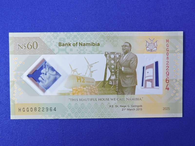 Bank of Namibia  $60 Sixty Dollar Bank note in perfect UNC condition.