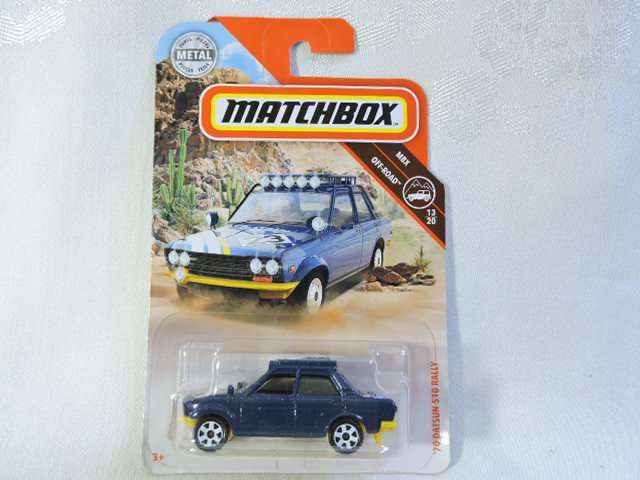 Matchbox DATSUN 510 RALLY ( Dark Blue ) Long card Like Nissan Like Hot Wheels
