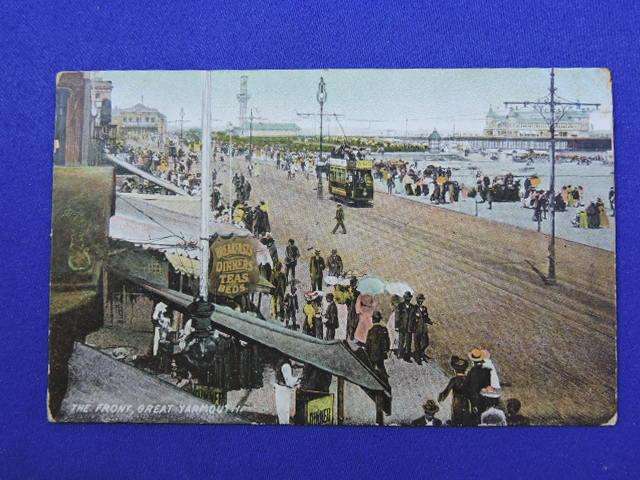 English POST CARD The Front, Great Yarmouth dated 1909 with Postage Stamp